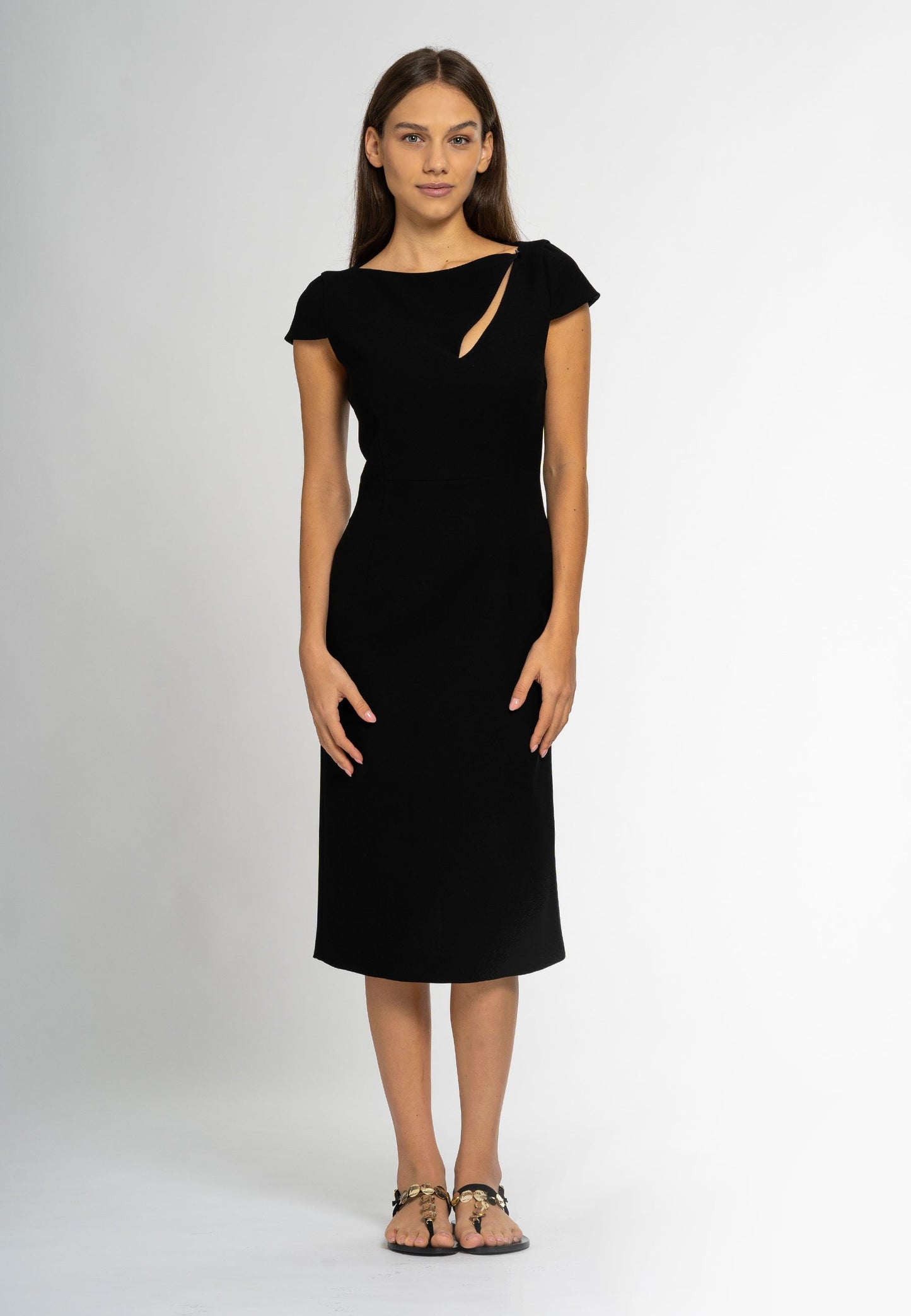 Black Cut Out Neck Dress